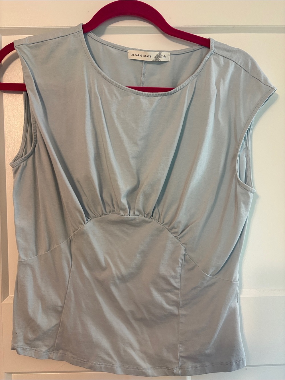 Altar'd State Pale Blue Sleeveless Gathered Waist Tank - Picture 1 of 1